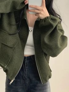 American Retro Short Jacket Womens Spring Autumn Loose Slimming Unique High-End Sensation Stylish Coat Top