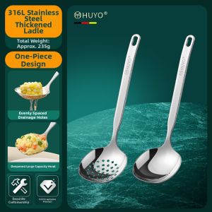 HUYO | 316L Stainless Steel Soup Ladle Combination Spoon for Hotpot Dining