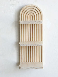 1Pc Boho 3-tier Wooden Wall Mounted Shelves - Arch Shelf Storage Organizer Display Natural Wood Floating Shelves for Home Decor