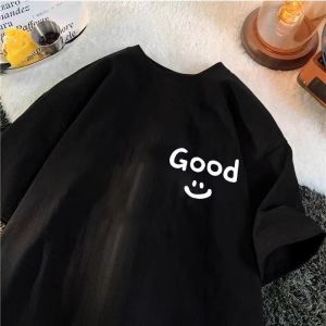 Áo Thun Cotton Tay Ngắn Mùa Hè Cho Nam Và Nữ Màu Be Trơn Giản Đa Năng Rộng Rãi Phong Cách Ngọt Ngào Cổ Tròn Dài Vừa Phải