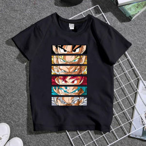 Bandai | Seven Dragon Ball Goku Cartoon Printed Boys Short-sleeved T-shirt for Children Adult Half-sleeved Versatile Family Wear Top