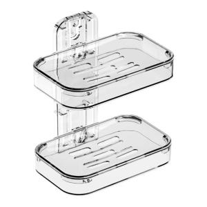 FURENJILI | Wall Mounted Drill Free Double Layer Soap Holder for Bathroom and Home
