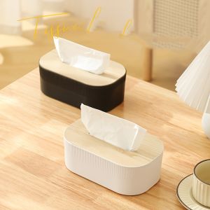 1pc Nordic Simplicity Style Tissue Box with Wooden Cover Home Living Room Desktop Napkin Box Bathroom Toilet Tissue Box