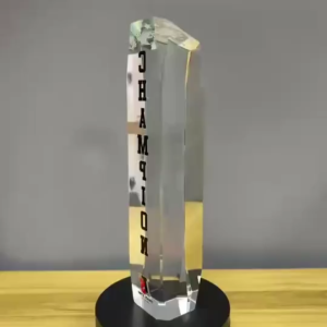 Customized Transparent Crystal Glass Tower Trophy Award Recognition Certifiicate Souvenir With Box