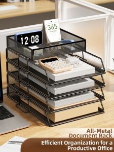 MINGZHUO | Layered File Organizer Rack Shelf A3 A4 Papers Black