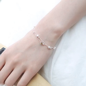 Lắc tay bạc nữ sợi kép ngôi sao lấp lánh chất liệu bạc 925 mẫu mới sang trọng APRIL JEWELRY LT001