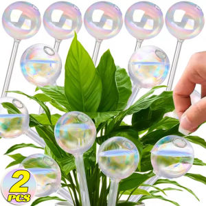 【Hibeautylife】2PCS Plant Watering Globe Rainbow Color Self Watering Glass Bulb Automatic Plant Waterer Insert Spike Garden Irrigation Supply