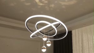 Chandelier Acrylic LED Tri Color Dimmable Star Projection Pendant Light Northern Europe Design Adjustable Length 3 Round Drop Ceiling Lights for Living Room Dining Room Kitchen Bedroom Cafe Cloakroom Office Decorative Lighting(Wear the Remote Control)