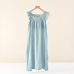 Cool Bamboo Fiber Padded Strap Nightdress Summer Pajamas Womens Dress Home Wear Thin Cup One Sleeveless