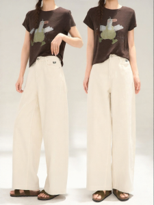 HTMEME | Quần Jeans Đùi Rộng Thêu Ngựa cho Phụ Nữ
