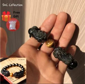 【SNC】<双貔貅>水晶手鏈男 助事业招财水晶手链 貔貅黑曜石黄虎眼Crystal Bracelet for Women Accessories Man Bang les Bracelets Gelang TanganPerempuan