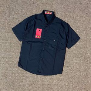 Kemeja Polos Anak Laki laki Lengan Pendek Hem Putra Premium Hitam Maroon