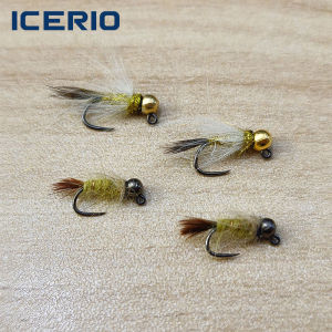 ICERIO 4PCS #12#14 Jig Nymph Wet Fly Tungsten Bead Head Barbless Fast Sinking Euro Nymph Fly Trout Fishing Lures Baits