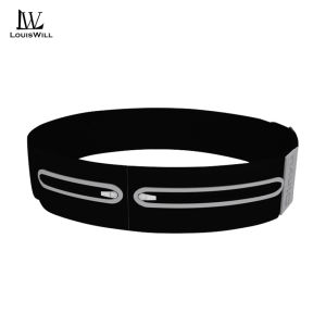 LouisWill Sports Bag Men Womens Waist Bag Upgrade Three Pocket Waist Bag Adjustable Running Pouch Runners Belt Workout Waist Bag Elastic Belt Hidden Kettle Pocket Reflective Strip Slim Phone Holder Fanny Pack Waterproof Running Belt For Workout Gym Cycli