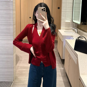 GEBOFU | Elegant Loose-Fitting Long-Sleeve Knit Cardigan for Women Two-Piece Set Top
