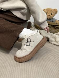 Warm Fleece Lined Thick Bottom Snow Boots Womens Winter Cotton Shoes Korean Style Short Tube Synthetic Leather Booties