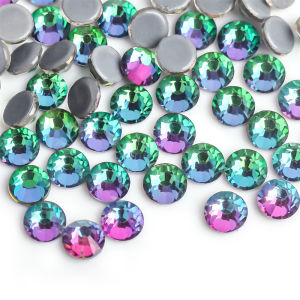 Đá Pha Lê Nóng Dán Đá Strass Mặt Phẳng Màu Núi Lửa Xanh DMC SS6-SS30 Dùng Lài Sắt May Vá Trang Trí Quần Áo Giày Dép Túi Xách