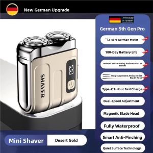 MONLEYTA | Portable Electric Shaver For Men Miniature Double Ring Genuine Product German Design Mini Steel Cannon Gift Idea