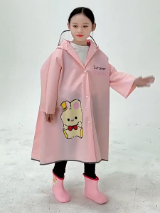 Raincoat for Kids Boys And Girls Waterproof Extendable Backpack Night Eeflective Strip Raincoat With Children