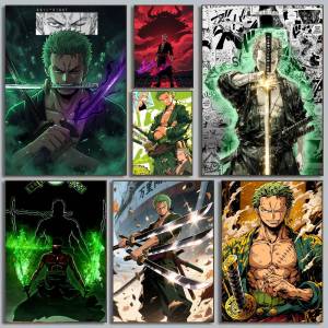 Bandai | One Piece Zoro Dark King   Poster HD Art Sticky Wall Waterproof Home Living Room Bedroom