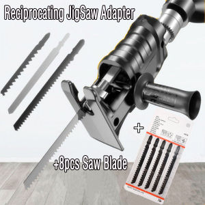 Reciprocating Saw Adapter Portable modified electric drill Wood Cutter Machine Adapter With 8PCS Saw Blade Modified Electric Drill Power Tools Wood Cutting Cutter Adapter Drill saw machine converter
