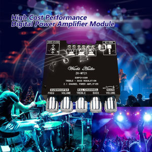 ZK-MT21 2.1 Channel Subwoofer Stereo Saluran 50W X 2 + 100W Papan Kontrol Nada Amplifier Audio Stereo Bass AMP AUX 2.1 Asli (Dikirim Dari Jakarta)Amplifier Bluetooth 5.0