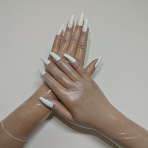 Kigurumi Malaysia latex material zentai 1 pair of medium to long transparent latex gloves with nails costume for men and women