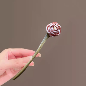 Chinese Style Handmade Sandalwood Hairpin for Qipao Accessories Traditional Floral Design Dried Wood Hair Accessories