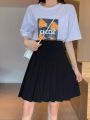 High Waist A-Line Mini Skirt for Tall Women Summer plus Size College Style White Midi Skirt Flared Skirts Elegant Simple Color. 
