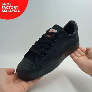 Slam America Canvas  Premium Black School Shoes Rubber Outsole Size 35-44 Kasut Sepak Takraw From Shoe Factory Malaysia