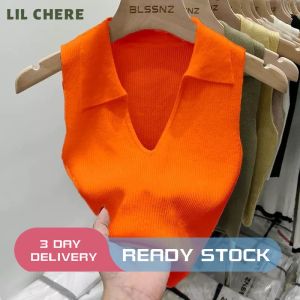 LIL CHERE Sleeveless Vest Ladies Knitted Suspenders Camisoles Short Crop Top