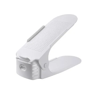5pcs Shoe Organiser Plastic Adjustable Height Shoe Shelf Top and Bottom Compartment Design Save Space in Your Shoe Cabinet