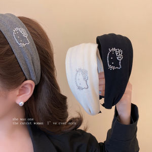 Sweet Cool Kitty Hairband with Hotfix Rhinestones Wide Edge Hairband Hair Clip Pressing Hair Accessories for Women