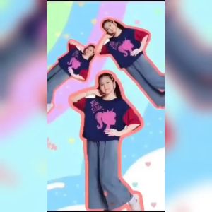 Little pineapple set blouse barbie jeans anak tanggung 10-15Y