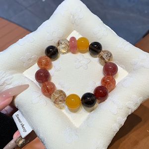 Thời trang tự nhiên pha lê vòng tay nữ mới nguyên bản dâu tây tự nhiên pha lê vàng lá bùng nổ thiết kế vòng tay chuỗi may mắn sự nghiệp thời trang năng lượng vòng tay