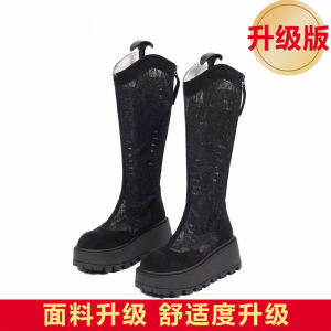 Womens Hollow out Long Tube Boots Breathable Mesh Thick Bottom Heightening Summer New Style Fashionable Casual Zipper Closure