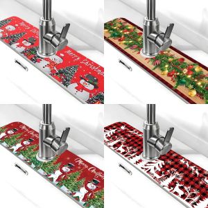 VIKAMA Christmas Faucet Pad Washbasin Faucet Absorbent Pad. Merry Christmas Home Decoration 2025 Kitchen Gift