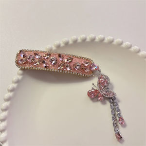 Shiny Diamond Butterfly Tassel Hair Clip Ethnic Style Side Bangs Clamp Girls Broken Heart Clamp Trendy Headwear Accessory