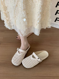 XUJIA | French Style Breathable Woven Flat Slip On Sandals