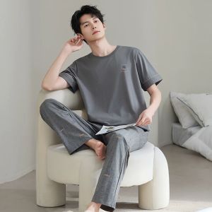 Cool Feel Mens Sleepwear Set Short Sleeve Short Pants Loose Large Size