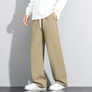 Quần Dài Ống Rộng Cotton Nguyên Chất Cao Cấp Cho Nam Mùa Thu Đông Quần Dài Ống Đứng Rộng Rãi Thoải Mái Bền Bỉ