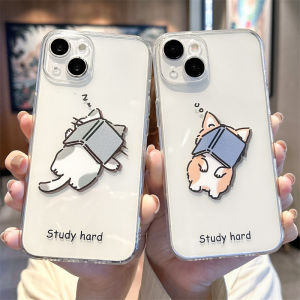 Couples Cat Dog Phone Case Silicone Soft Transparent Creative Cartoon Design for  6P 7 8Plus 15Promax 13Mini 12 11 Models