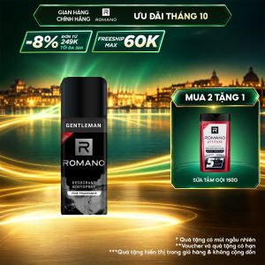 Xịt khử mùi toàn thân Romano Gentleman 150ml