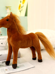 Realistic Plush Toy Horses Crossing the River Black Horse White Horse Stallion Foal Childrens Dolls Soft Stuffed Animals