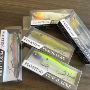 110mm 21g Topwater Popper Pencil Lure 3D Holographic Laser Hard Fishing Lure for Saltwater Sea Bass Fishing