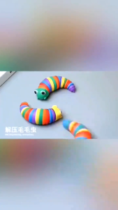 Mainan sensory bayi caterpillar fidget slug / mainan siput ulat pelangi Finger slug sensory Toy MS