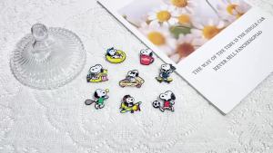 Bandai | 18 Chiếc Hoạt Hình Chó Thổ Cẩm Men Pin Huy Hiệu Kim Loại Pizza Hamburg Hình Trang Sức Cho Ba Lô Quần Áo Phụ Kiện Quà Tặng Cho Mọi Lứa Tuổi