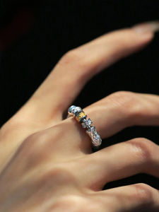 Tang Grass Pattern Open Earrings Retro Ethnic Style Womens Fashion Jewelry Gift for Goddess Day 925 Silver Metal Flower