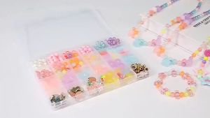 DIY 24 Grid Beads Set Kids Toy Girls Mix Color Bead Bracelet Jewelry Making Craft Accessories