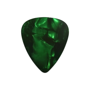 ปิ๊กกีตาร์ Celluloid สีเขียวมุก | 10 ชิ้น | 0.46 / 0.71 / 1.0 มม. | เขียน-พิมพ์-เลเซอร์ได้